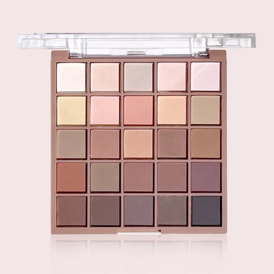 Palette de maquillage Glowease avec 25 fards à paupières aux tons neutres, parfaite pour un maquillage du teint naturel et sophistiqué.
