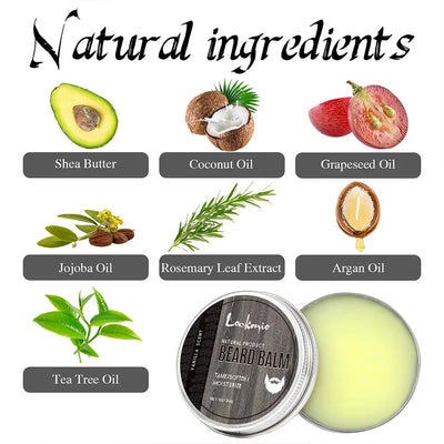Crème Croissance des cheveux enrichie en ingrédients naturels comme beurre de karité, huile de coco et jojoba pour barbe saine.
