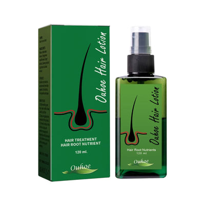 Spray Croissance Cheveux - Naturel de 120 ml avec boîte verte, enrichi en nutriments pour racines capillaires, idéal contre la chute de cheveux.