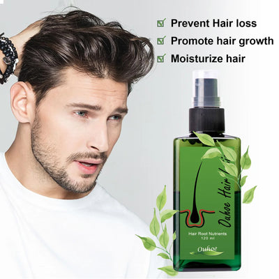 Spray Croissance Cheveux - Naturel appliqué par un homme, favorise la croissance, hydrate et prévient la chute grâce à sa formule botanique.