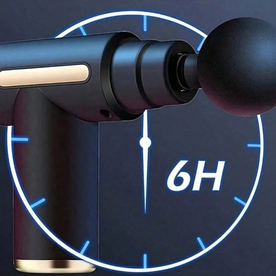 Masseur compact avec autonomie de 6 heures, idéal pour un soulagement prolongé des tensions musculaires.